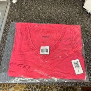 Torrid Classic Fit Feather Soft Slub Lace Trim V-Neck Tee Tank sz 1X